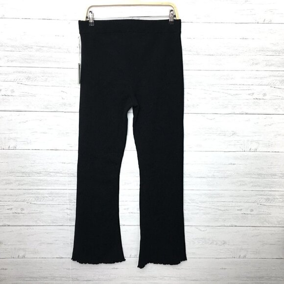 NEW Good American Women's Black Rib Knit Stretch Pants Baby Flare size 5/6 - Picture 12 of 13